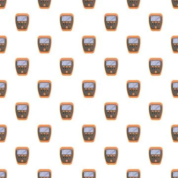Orange handheld meter with digital display seamless pattern Illustrazione stock