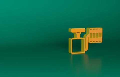 Orange Handle detonator for dynamite icon isolated on green background Stockillustratie