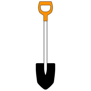 Orange handle shovel tool with black spade blade illustration Illustration