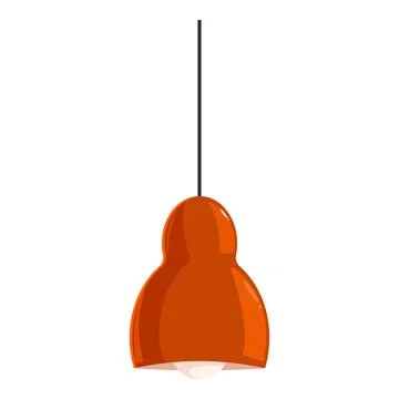 Orange hanging lamp illuminating empty space, modern interior design element Stock Illustration