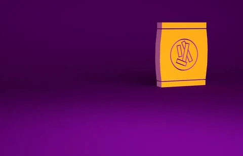 Orange Hard bread chucks crackers icon isolated on purple background. Minimal Illustrazione stock