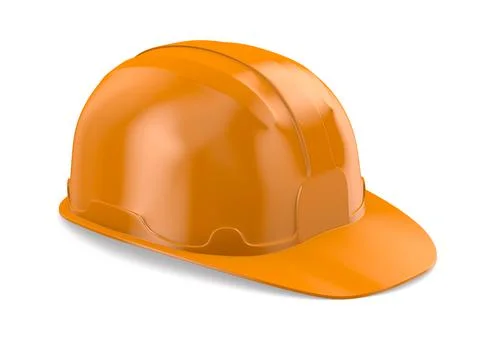 Orange hard hat on white background. Isolated 3D illustration Stockillustratie