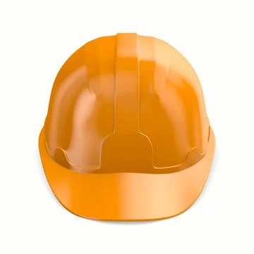 Orange hard hat on white background. Isolated 3D illustration 스톡 일러스트