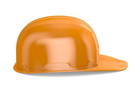 Orange hard hat on white background. Isolated 3D illustration Stock Illustration