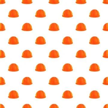 Orange hard hats creating seamless construction safety pattern Stock Illustration