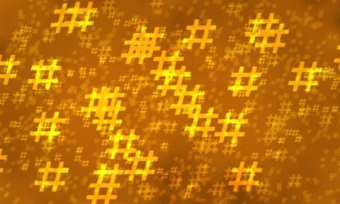 Orange hashtag random pattern background. Illustration. 스톡 일러스트