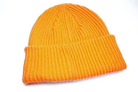 Orange hat, isolated on white background Stock Photos