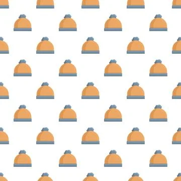 Orange hat with pompom seamless winter pattern Illustrazione stock
