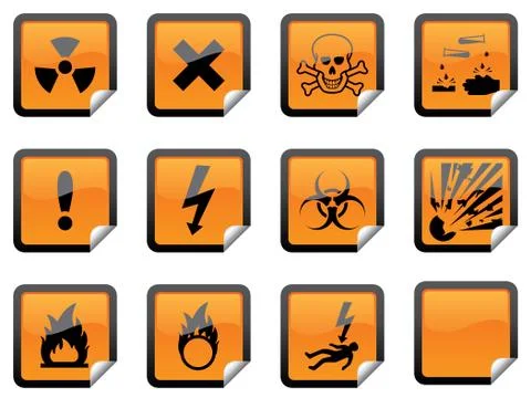 Orange hazardous stickers Stock Illustration