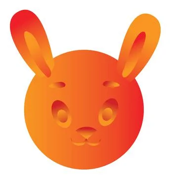 Orange head of a hare molded from plasticine, cartoon illustration, isolated  Stock Illustration