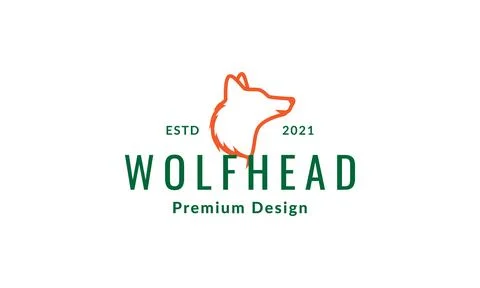Orange head lines fox or wolf logo symbol vector icon illustration graphic .. Stock Illustration