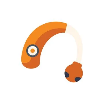 Orange hearing aid improving hearing loss problems Stock Illustration
