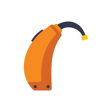 Orange hearing aid improving hearing loss problems Stock Illustration