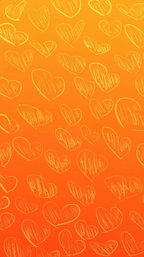 Orange Heart Doodle Pattern Background, Vertical View Stock Footage 311194851