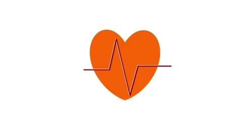 Orange heart with heartbeat line vector icon Video stock 333783035