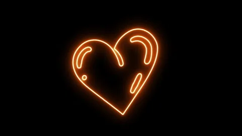 Orange heart neon render Stock Footage 255234116