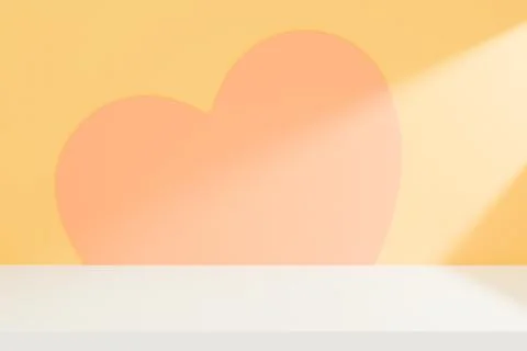 Orange heart shape background with white product stage. Stock Illustration