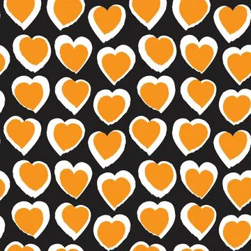 Orange Heart shaped brush stroke seamless pattern background Stock Illustration