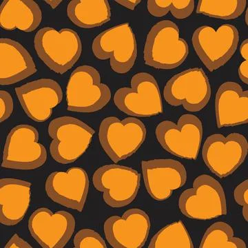 Orange Heart shaped brush stroke seamless pattern background Stock Illustration