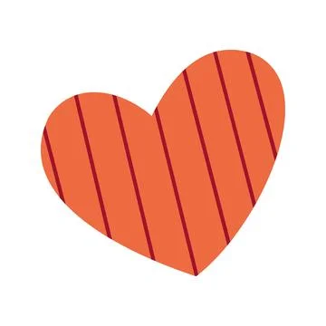 Orange Heart with Vertical Stripe Pattern in Flat Illustration Style Illustrazione stock