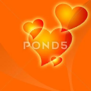 Orange hearts fantasy Stock Illustration