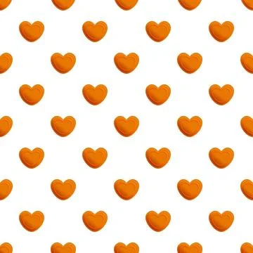 Orange hearts repeating seamless pattern on white background Illustrazione stock