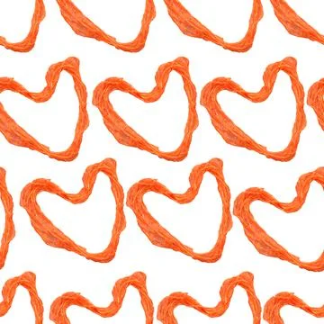 Orange hearts seamless pattern made from orange threads. Illustrazione stock