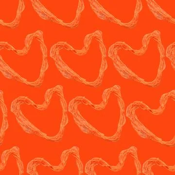 Orange hearts seamless pattern made from orange threads. Stockillustratie