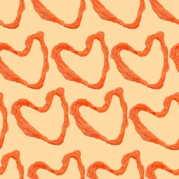 Orange hearts seamless pattern made from orange threads. Stockillustratie