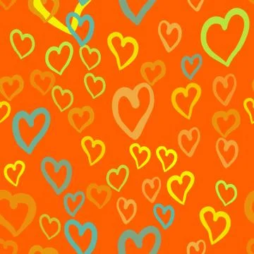 Orange hearts seamless vector tile. Valentines day background. Flat design Illustrazione stock