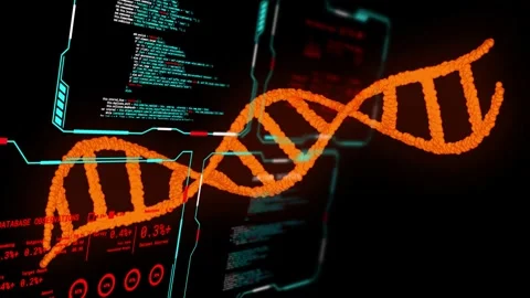 Orange helix on update, undulating, fragmenting into particles, visualizing data Stock Footage 335651850