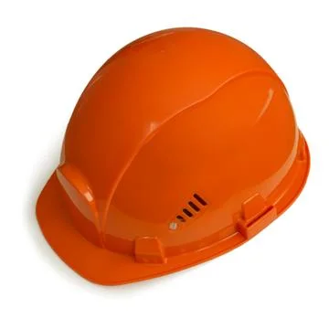 Orange helmet for builder worker isolated on white Stock Photos