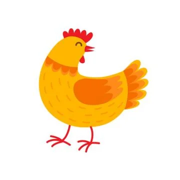 Orange hen cartoon character vector flat illustration. Hen in flat design Stock Illustration