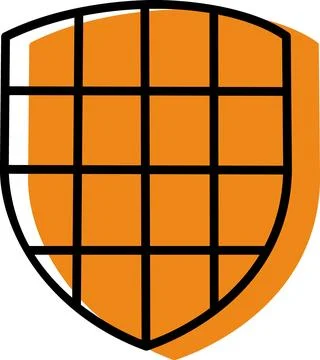 Orange heraldic shield with grid pattern 스톡 일러스트
