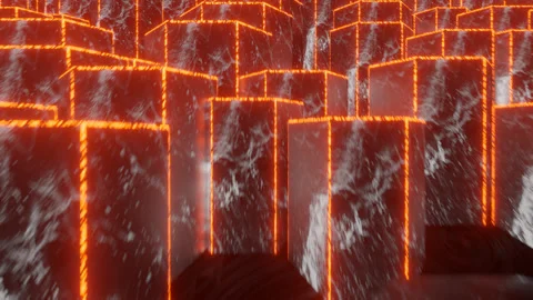 Orange Hex Mountain Background Loop Animation in 4K Video stock 243812078