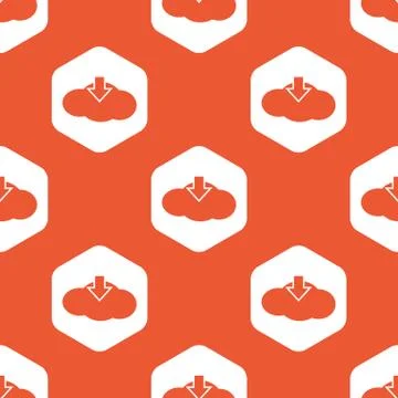 Orange hexagon cloud download pattern Stock Illustration