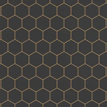 Orange hexagon on dark background. 3D illustration Stock Illustration
