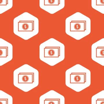 Orange hexagon dollar bill pattern Illustrazione stock