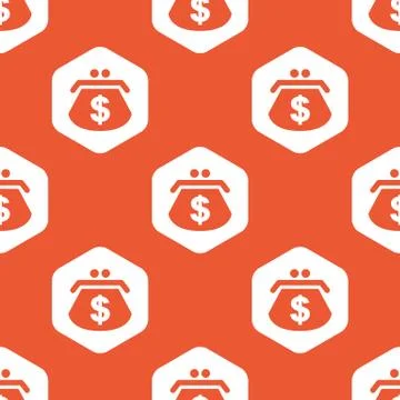 Orange hexagon dollar purse pattern 库存插图