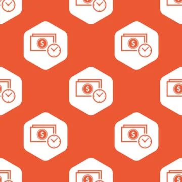Orange hexagon dollar time pattern Illustrazione stock