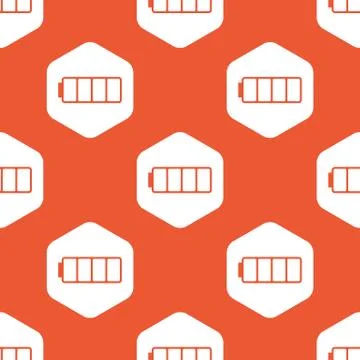 Orange hexagon empty battery pattern 스톡 일러스트