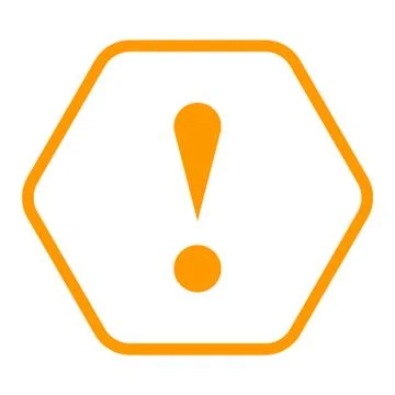 Orange hexagon exclamation mark icon warning sign Stock Illustration