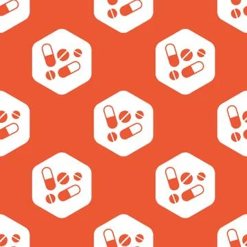 Orange hexagon medicine pattern Stock Illustration