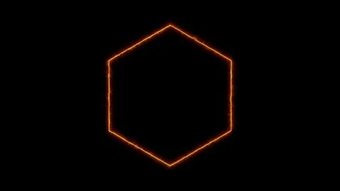 Orange hexagon outline fire effect Stock Illustration