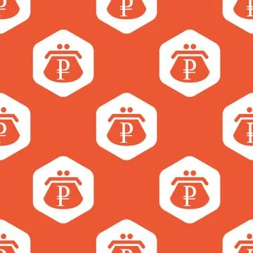 Orange hexagon ruble purse pattern Stock Illustration