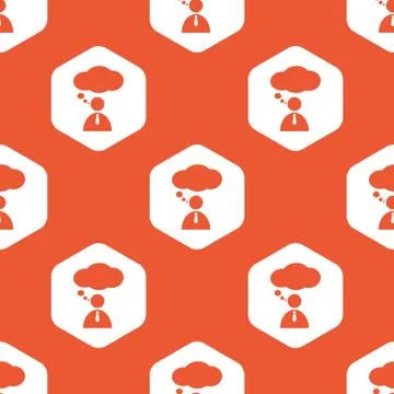 Orange hexagon thinking person pattern Illustrazione stock