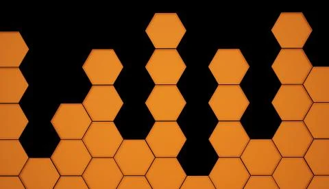 Orange hexagonal background on black Stock Illustration