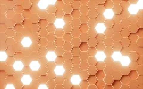 Orange hexagonal background pattern, 3d rendering. イラスト素材