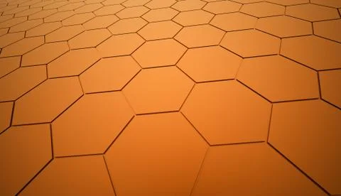 Orange hexagonal background rendered Stock Illustration