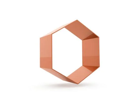 Orange hexagonal cell rendered isolated on white background Stock Illustration